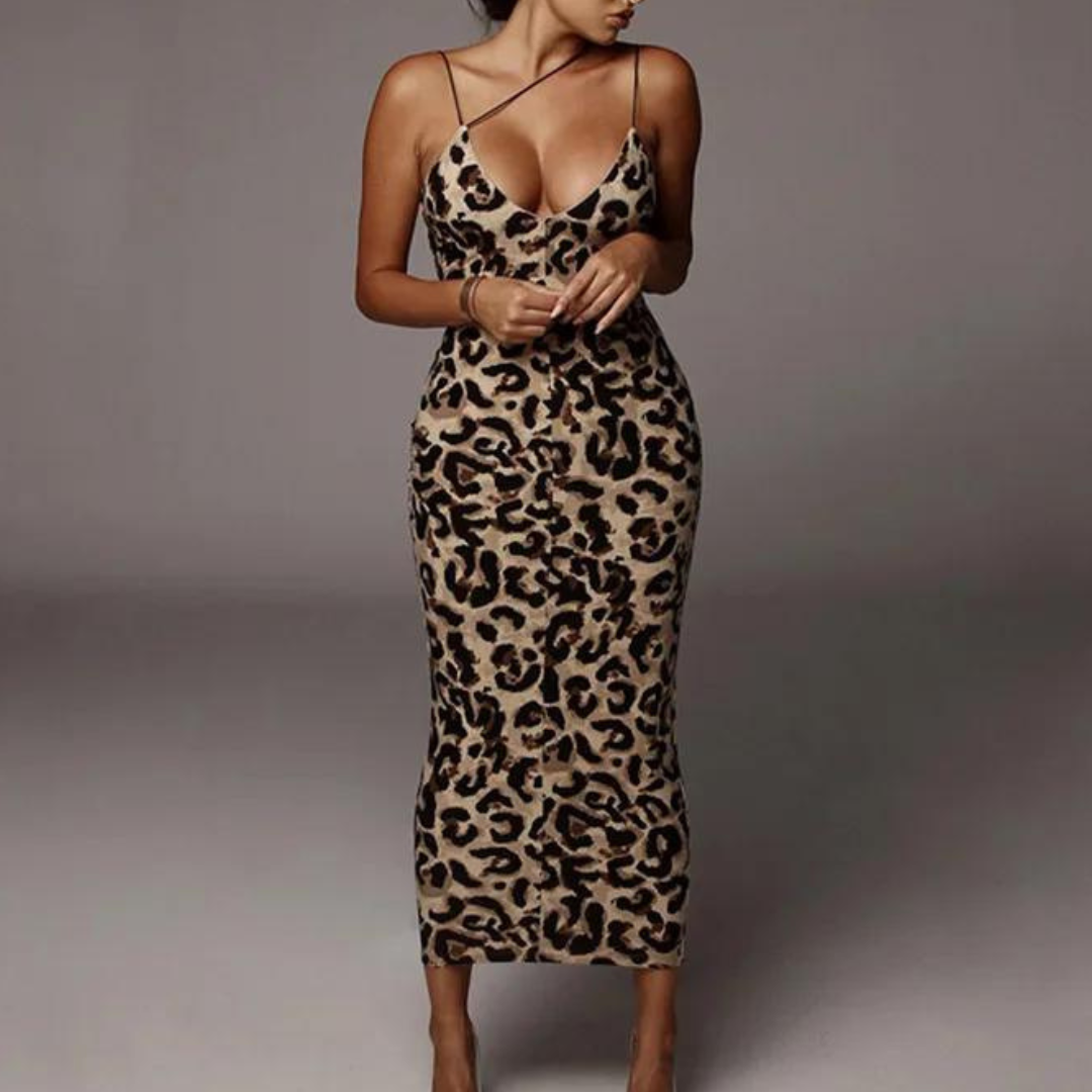 Isabella | Women's Sexy Leopard Print Party Dress | Maxi