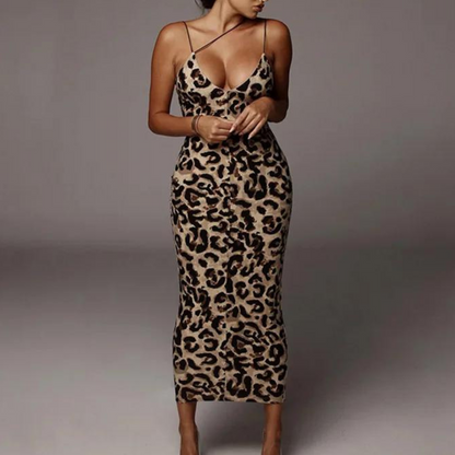 Isabella | Women's Sexy Leopard Print Party Dress | Maxi