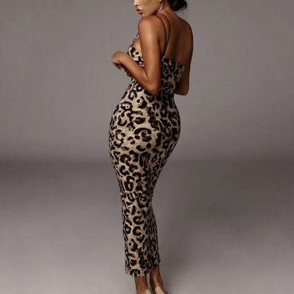 Isabella | Women's Sexy Leopard Print Party Dress | Maxi