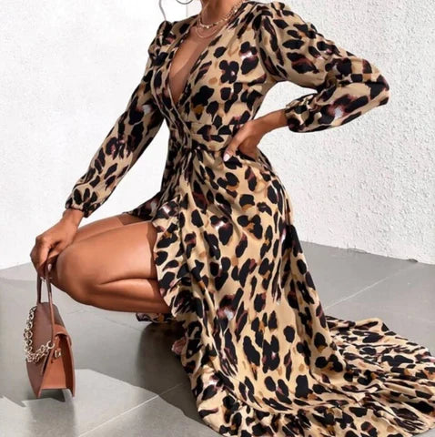 Sophia | Women's Leopard Print Party Dress | Maxi